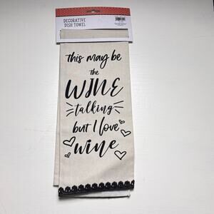 Decorative Kitchen Wine Humor Dish & Hand Towel with Words NWT